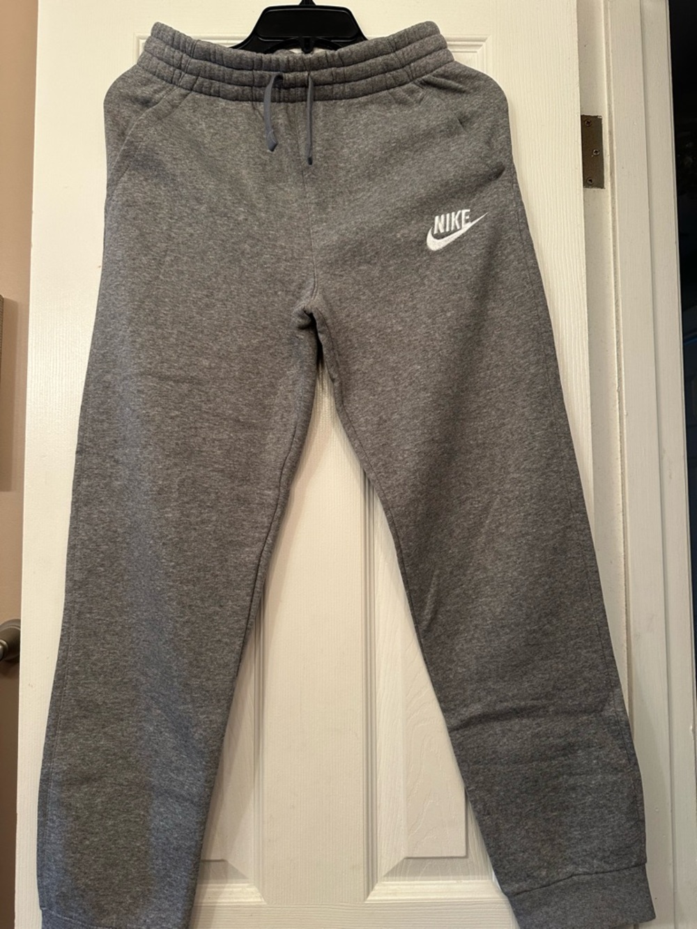 Nike Gray Kids Fleece Joggers with White Logo